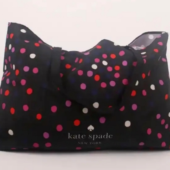 kate spade Handbags - Kate Spade XL Tote Canvas Bag Polka Dot / Black